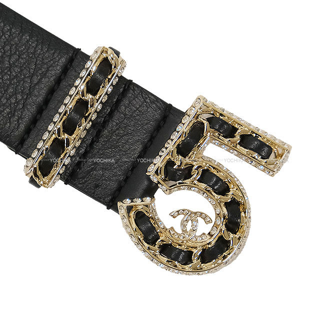 渋谷並木橋店】CHANEL シャネル ベルト No.5 チェーンロゴ 黒 