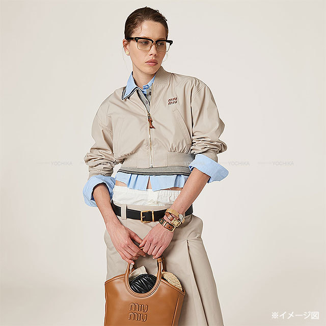 本日限定値下げ新品miu miu クロップドジャケットブルゾン Miu Miu ミュウミュウ ブルゾン パナマコットン クロップド ジャケット