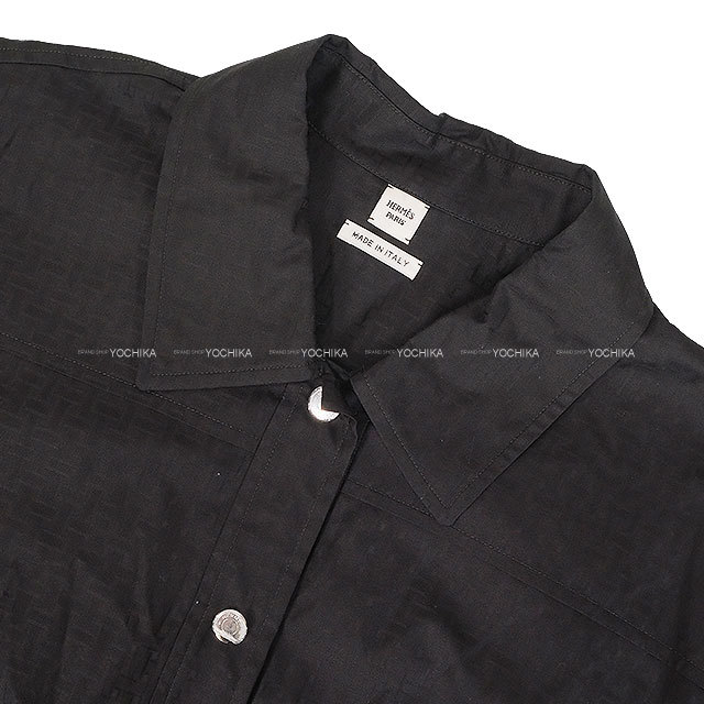 HERMES エルメス ドレス シャツドレス モザイクモチーフ セリエボタン