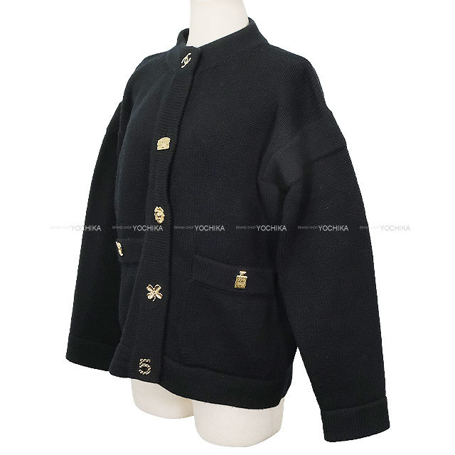 CHANEL シャネル カーディガン ニット アイコン ココマークボタン 黒