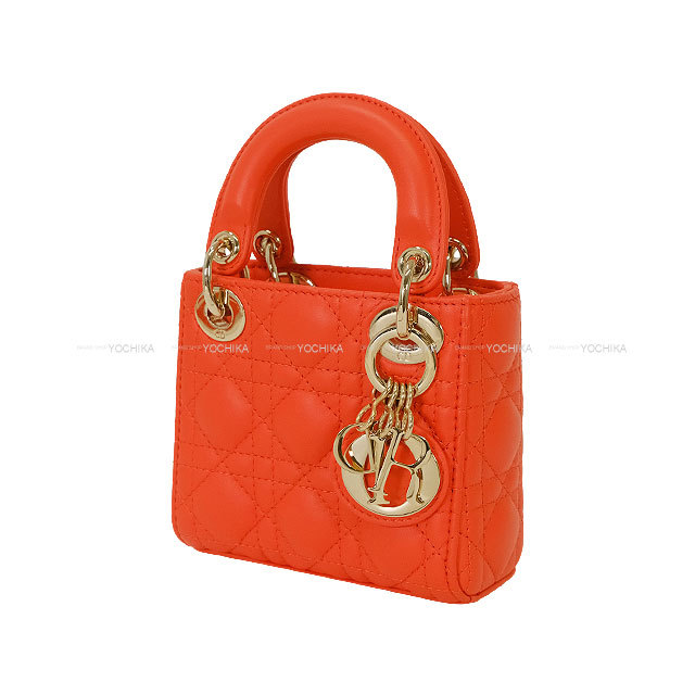 Dior レディディオール ロゴチャーム ラムスキン カナージュ ハンドバッグ DIOR | Lady D-Joy バッグ ミディアム カナージュ ラムスキン