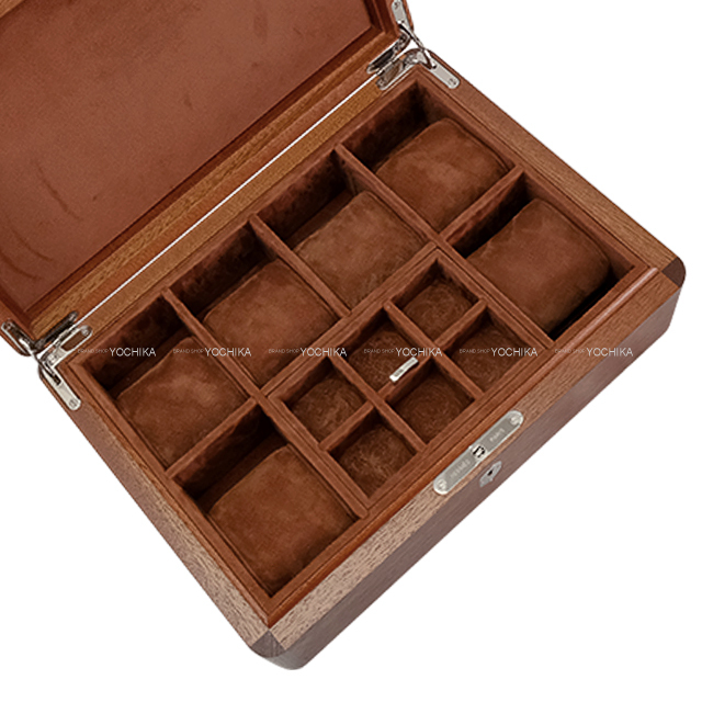 HERMES エルメス 時計 ジュエリーボックス ブラウン ウッド シルバー