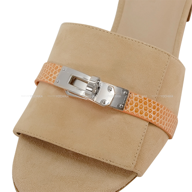 HERMES エルメス サンダル ジジ 50 ベージュ/オレンジ スエード