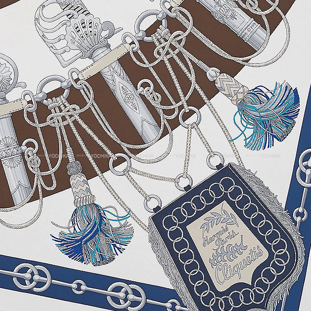 HERMES エルメス スカーフ カレ90 クリケティス エベンヌ (エベーヌ