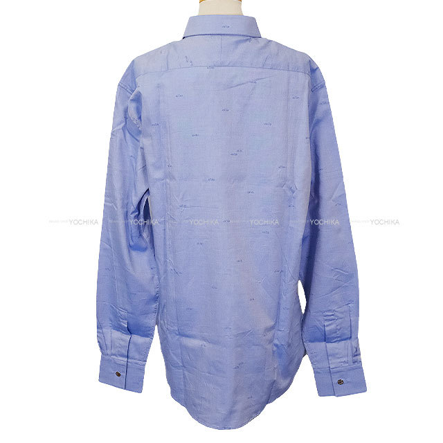 HERMES エルメス 長袖シャツ メンズ ドレスシャツ ブルー コットン100