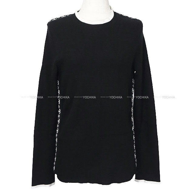 CHANEL2022ss美品ニット Chanel 22SS white black edge knitted off shoulder top – Wararni.com