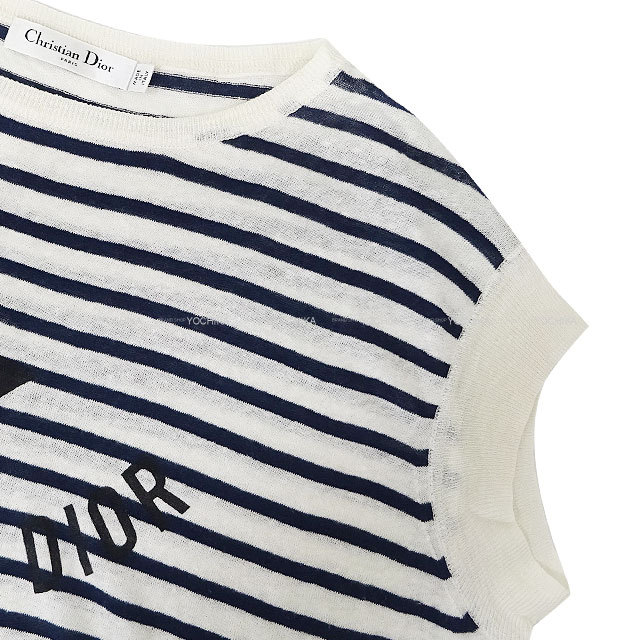 Dior ディオール ニット 半袖 ボーダー スター ロゴ 白 (ホワイト
