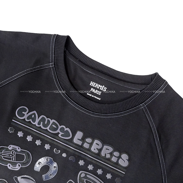 HERMES エルメス 半袖Tシャツ マイクロ カルトゥッシュ ブルー