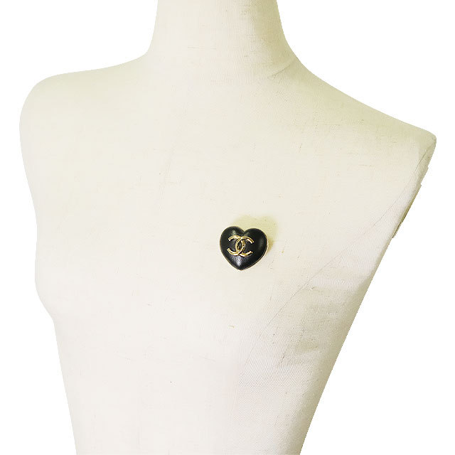 CHANEL シャネル ブローチ ハート ココマーク 黒 (ブラック