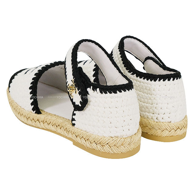 CHANEL エスパドリーユ 黒/白 38 CHANEL シャネル サンダル ココマーク エスパドリーユ 白 (ホワイト