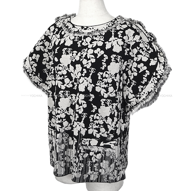 渋谷並木橋店】CHANEL シャネル ニット 半袖 ローズ フリンジ ココ