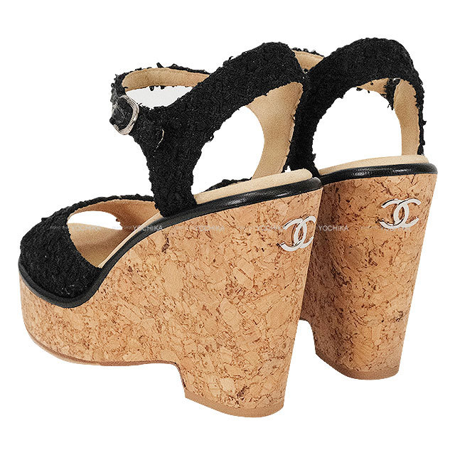 渋谷並木橋店】CHANEL シャネル サンダル ウェッジソール 黒 (ブラック 