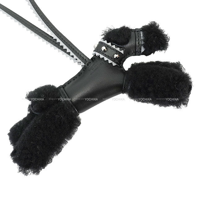 HERMES エルメス バッグチャーム バディ 犬 スタッズ 首輪付 黒