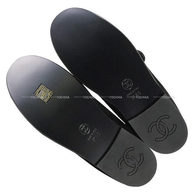 CHANEL 24Kブラック22.5cm黒メリージェーン靴　35/5 リボンが映える大人可愛いデザイン♪【CHANEL】メリージェーン (CHANEL