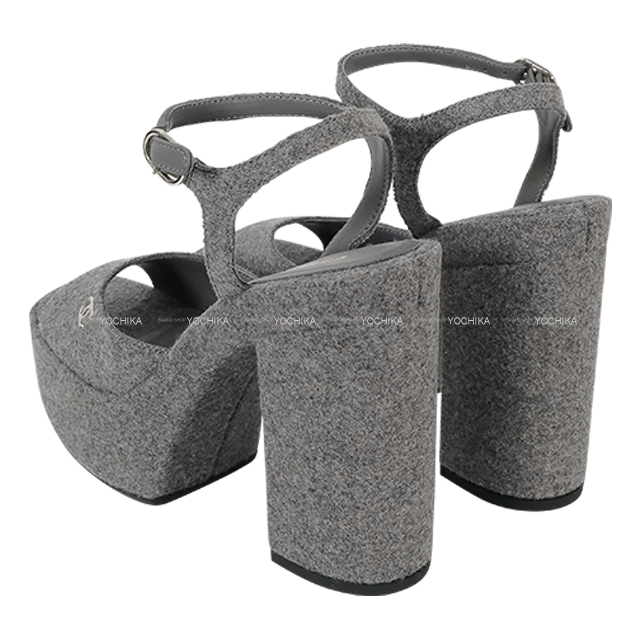 【極希少】 CHANEL スポーツ ココマーク タンクトップ ストレッチ グレー CHANEL シャネル サンダル ココマーク プラットフォーム グレー ウール