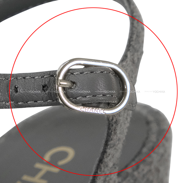 CHANEL シャネル サンダル ココマーク プラットフォーム グレー ウール