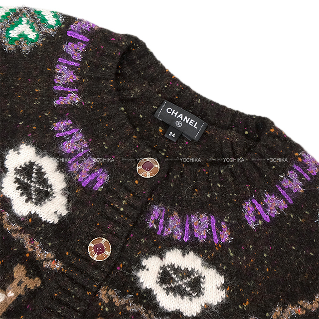 シャネル カーディガン CHANEL 超美品 パープル ニット カシミア グリポワ 宝石ボタンがいっぱい! ランウェイ登場 38 40 CHANEL - シャネル カーディガン CHANEL 超美品 パープル ニット