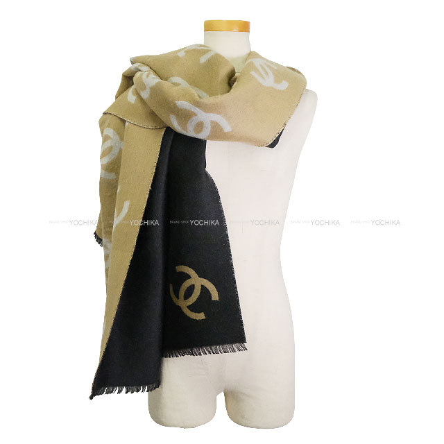 CHANEL シャネル ストール 大判 ロゴ 2パターン ココマーク バイカラー
