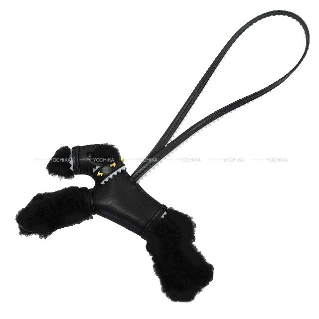 新品未使用品　HERMES エルメス　バディ　チャーム　グリパンタン／黒 HERMES エルメス バッグチャーム バディ 犬 スタッズ 首輪付 首輪付き