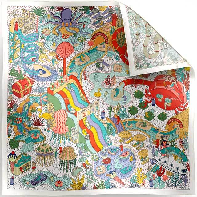 HERMES エルメス スカーフ カレ90 スプラッシュパーク ダブルフェイス