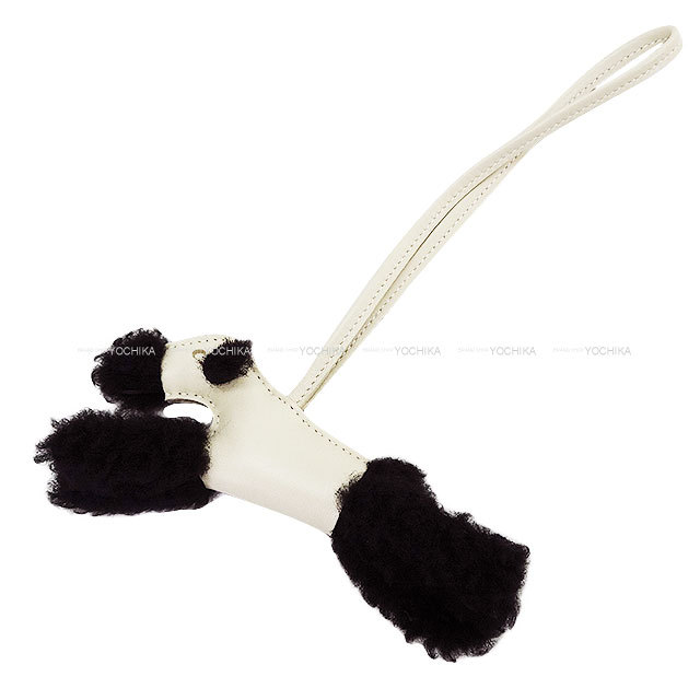 【新品未使用】エルメス バディチャーム 犬 クロxクレ HERMES エルメス バッグチャーム バディ 犬 バディ 犬 クレ/黒