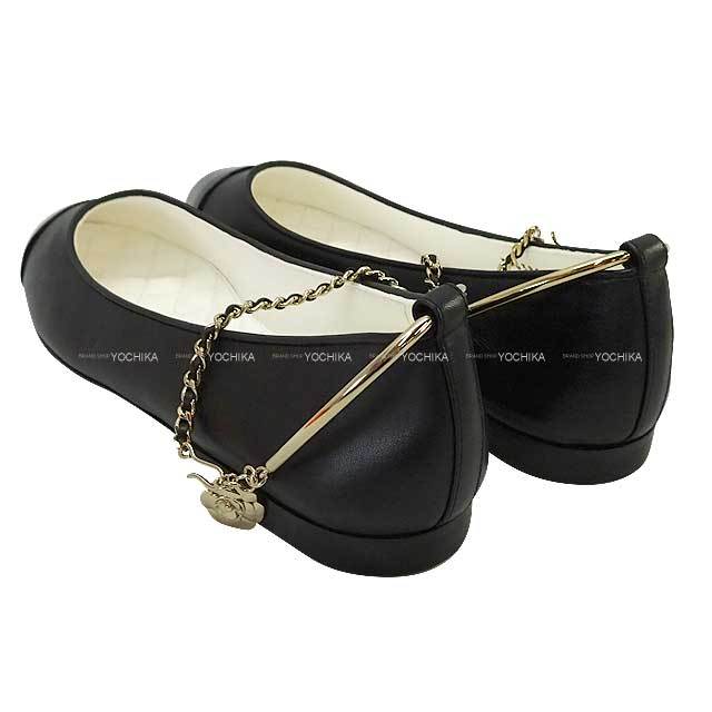 シャネル ココマーク カメリア フラットシューズ 38 ブラック CHANEL（シャネル） レディース バレリーナ フラット シューズ 靴
