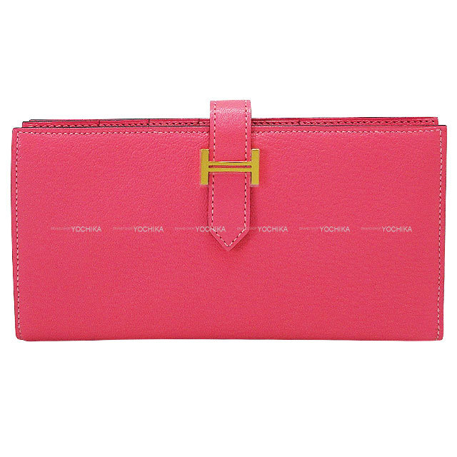 HERMES エルメス 長財布 ベアンスフレ ローズアザレ シェーブルミゾル