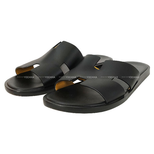 HERMES エルメス サンダル メンズ イズミール 黒 (ブラック) カーフ