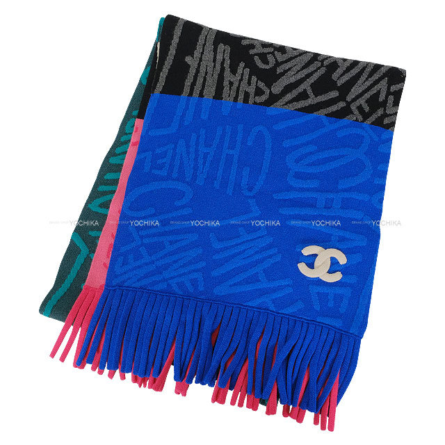 21N CHANEL シャネル マフラー ロゴ ココマーク フリンジ マルチカラー