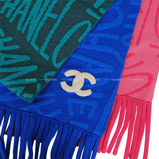 21N CHANEL シャネル マフラー ロゴ ココマーク フリンジ マルチカラー