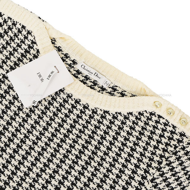 Dior ディオール ワンピース 半袖 千鳥格子 パールボタン 黒 (ブラック