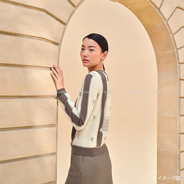 HERMES カーディガン セリエボタン 2023年秋冬 HERMES エルメス カーディガン エトリエ 刺繍 セリエボタン