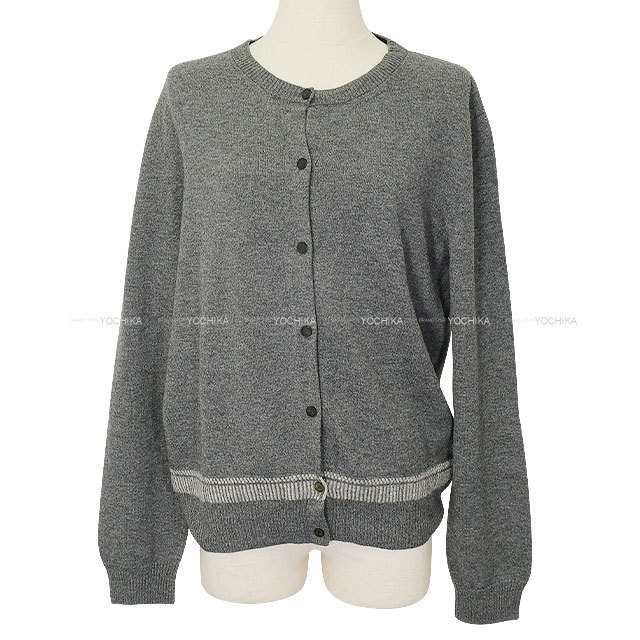 2016年秋冬 HERMES エルメス カーディガン H刺繍 グレー ウール #42