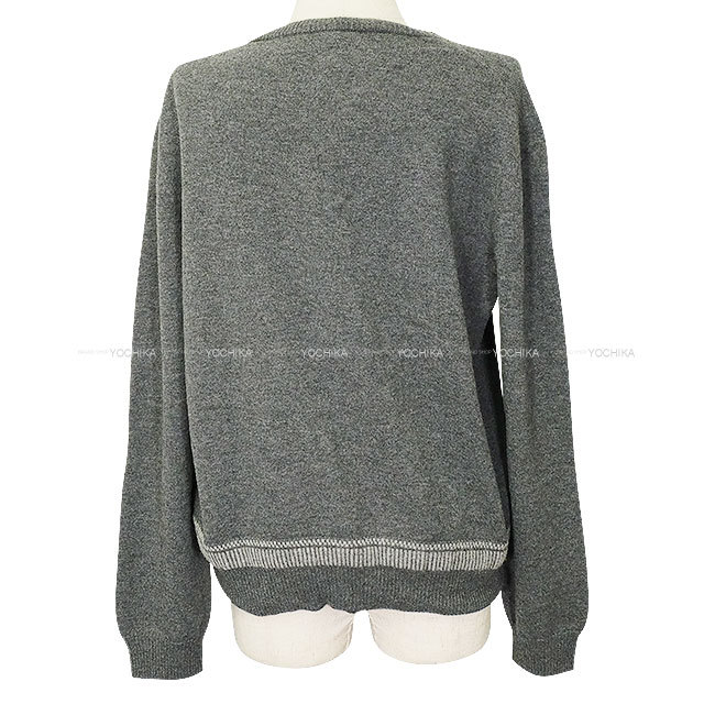 2016年秋冬 HERMES エルメス カーディガン H刺繍 グレー ウール #42