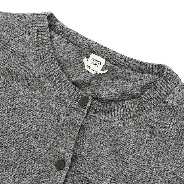 2016年秋冬 HERMES エルメス カーディガン H刺繍 グレー ウール #42