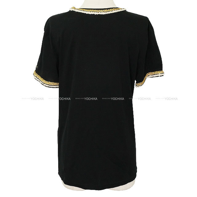 CHANEL シャネル 半袖Tシャツ ロープ ボタン 黒 (ブラック)/ゴールド