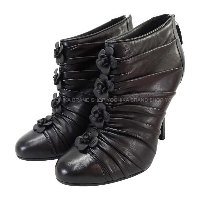 CHANEL シャネル ブーツ アンクルショート ココマーク カメリア 黒