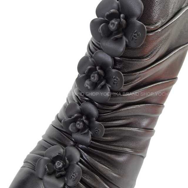 CHANEL シャネル ブーツ アンクルショート ココマーク カメリア 黒
