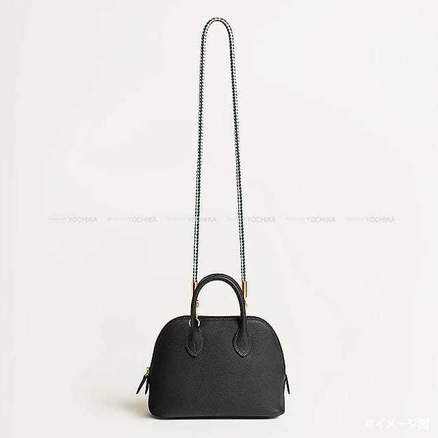 HERMES エルメス レザーショルダーストラップ 黒 金具 仏製 HERMES（エルメス） ショルダーベルト バンドリエール ケリーポケット