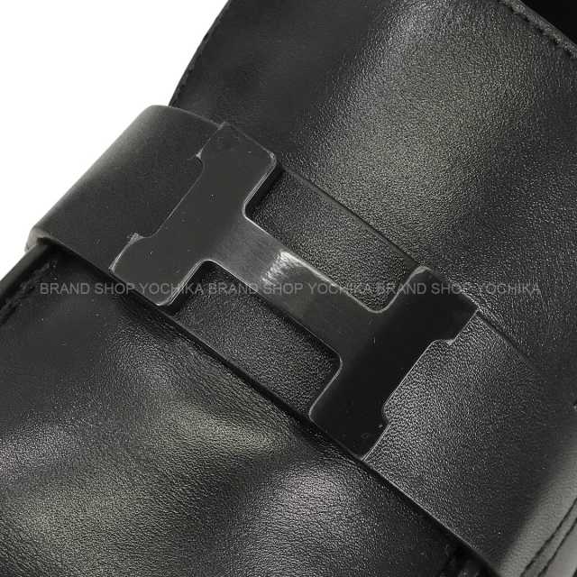 HERMES エルメス モカシン ルーブル 黒 (ブラック) カーフ 24.5cm