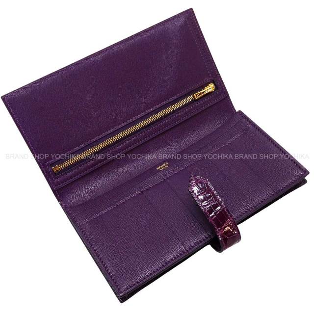 HERMES エルメス 長財布 ベアン クロコダイル 紫 渋谷並木橋店】HERMES エルメス 長財布 ベアンスフレ カシス