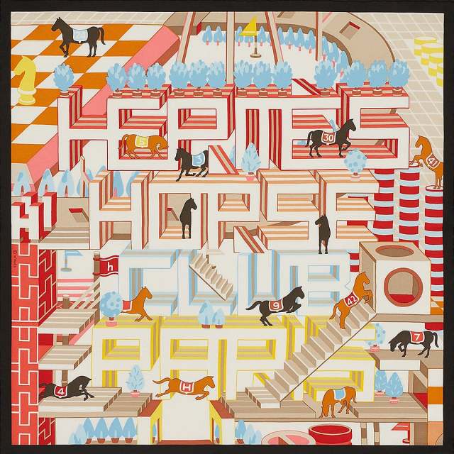 HERMES エルメス スカーフ カレ45 ガヴロッシュ エルメス ホースクラブ