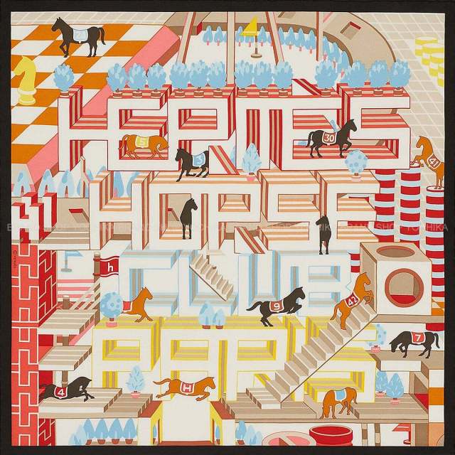 HERMES エルメス スカーフ カレ45 ガヴロッシュ エルメス ホースクラブ