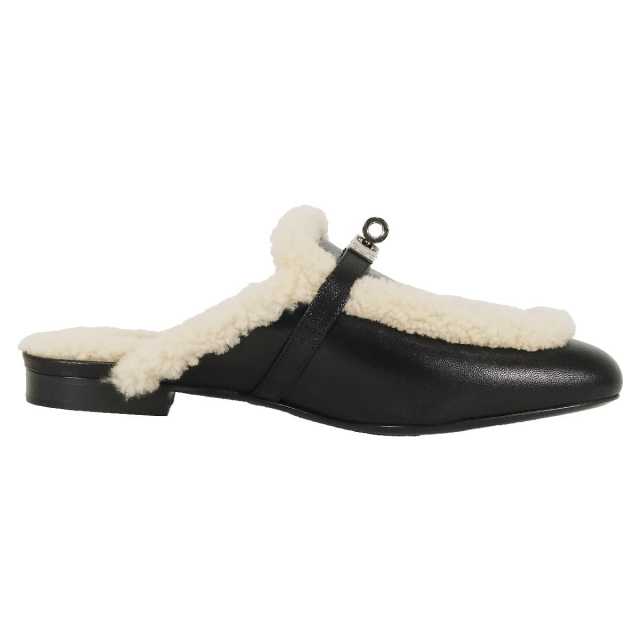 HERMES エルメス サンダル ミュール サンダル オズ ケリー バックル 黒