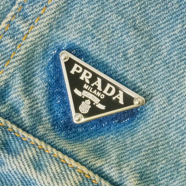 PRADA プラダ デニムジャケット ノーカラー トライアングル ロゴ