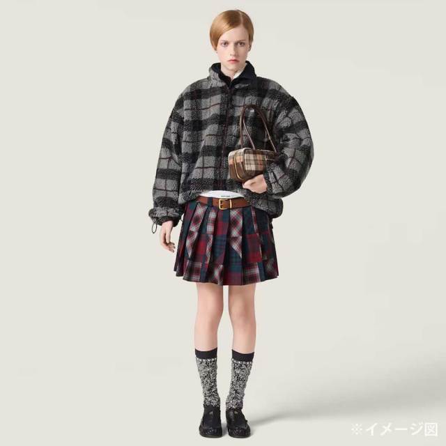 Miu Miu ミュウミュウ トップス ジッパージャケット テディ チェック柄