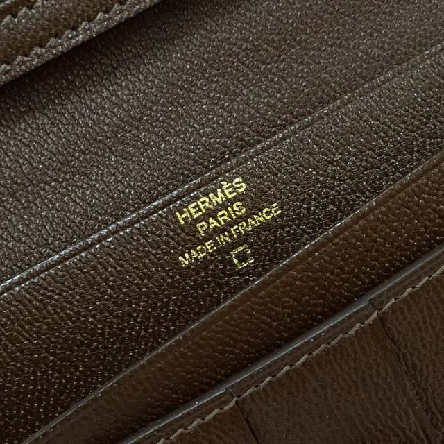 HERMES エルメス 長財布 ベアンスフレ グリエレファント クロコダイル