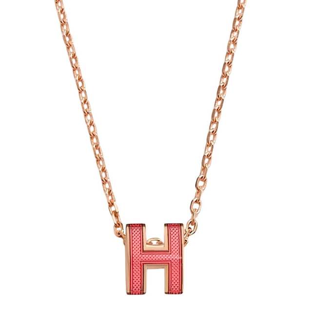 HERMES エルメス ネックレス ミニ スプラッシュ ローズアザレ ラッカー