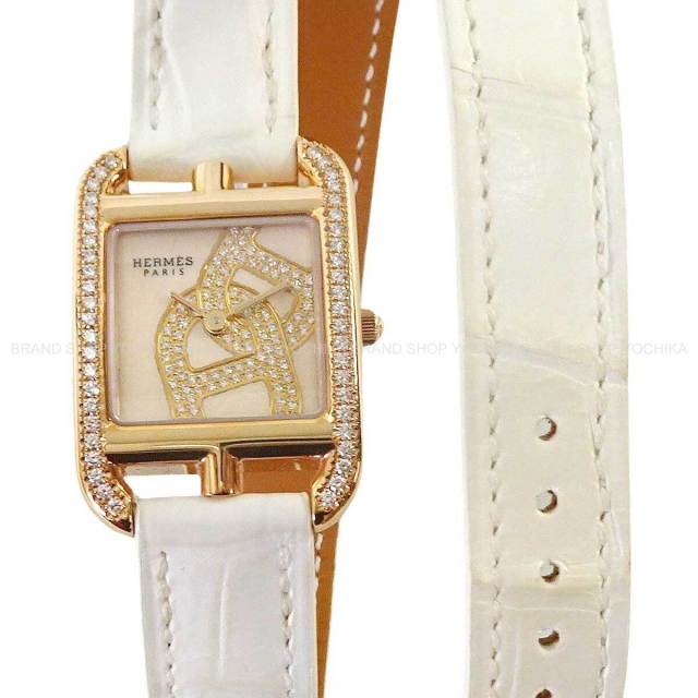 エルメス HERMES CC1.235 ケープコッド ドゥブルトゥール ダイヤベゼル クォーツ レディース 良品 _946920 エルメス ケープコッド レディース時計 ダイヤベゼル シェル 女性