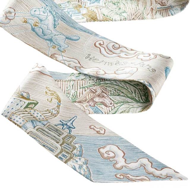HERMES エルメス スカーフ ツイリー シティー オブ ライト ブルー